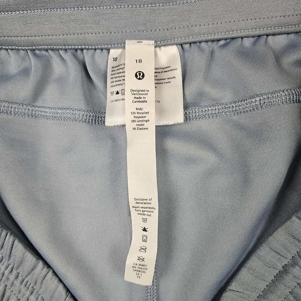 Lululemon Softstreme High Rise Straight Leg Crop Pant Sz 18 Blue Linen W6BZXS